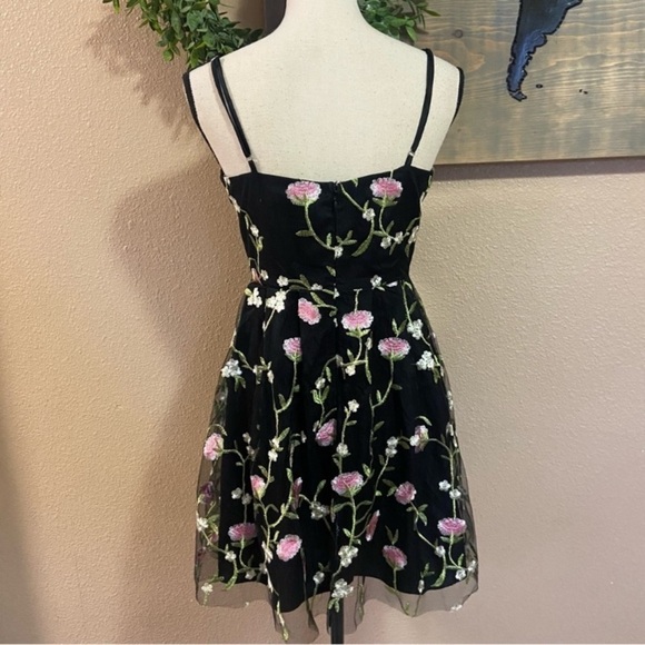 Lulus naturally charming black floral embroidered bustier mini dress - Picture 10 of 15